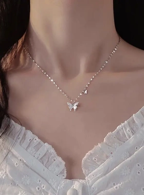 钛钢不掉色蝴蝶项链吊坠高版本爆款轻奢颈链小众女锁骨链高级感