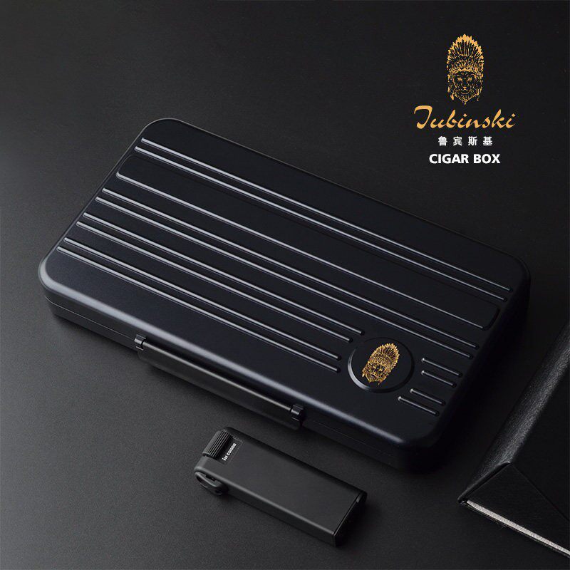 LUBINSKI鲁宾斯基雪茄盒保湿盒专用便携盒轻薄防水密封铝合金精美