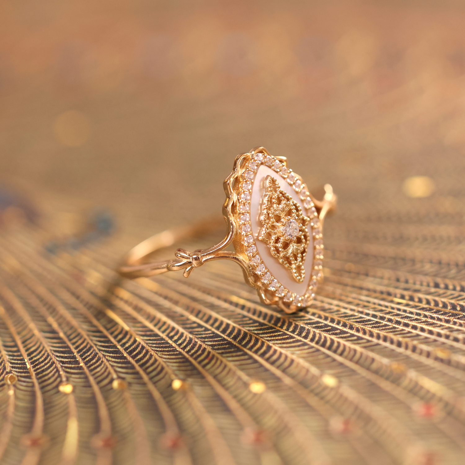 珞笙天然白贝戒指女轻奢高级感