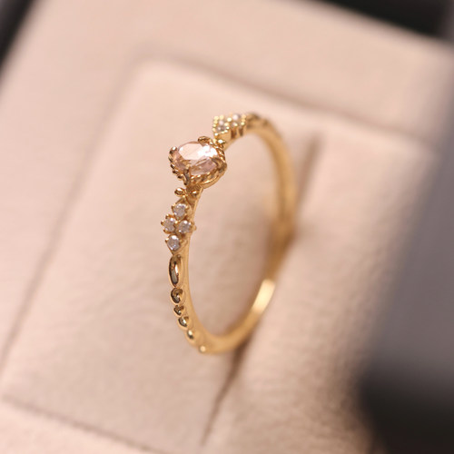 珞笙摩根石彩宝高级感银镀金戒指