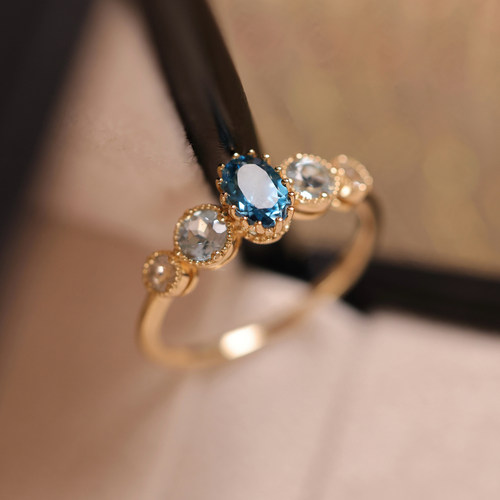 珞笙伦敦蓝托帕石优雅彩宝戒指