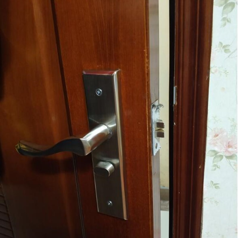 不锈钢简约单舌执手锁实木门卧室把手锁房门锁通用型老式单舌门锁