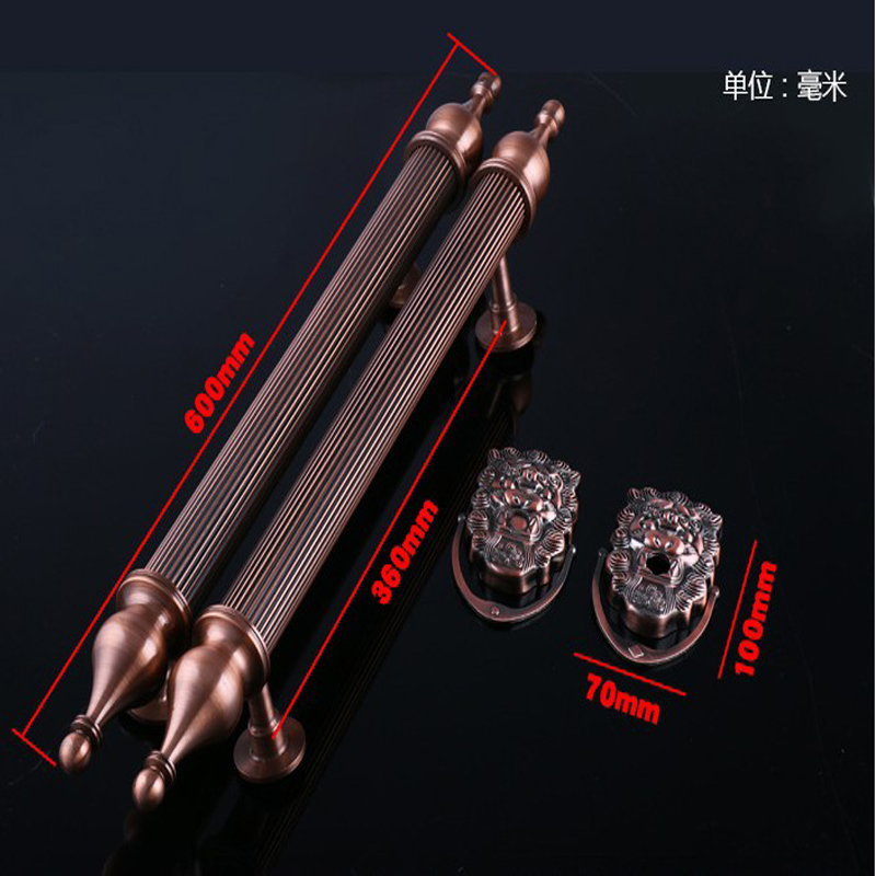 直纹真铜不锈钢别墅门大门防盗门直管狮子头豪华拉手