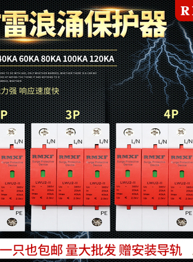 避雷器220V家用单相2P浪涌保护器3P4P三相电380V防雷模块电涌开关