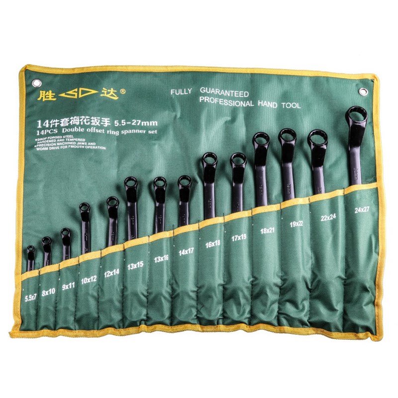SD/胜达挂袋梅花扳手工具套装 机修汽修眼镜板手组合弯头12角扳子