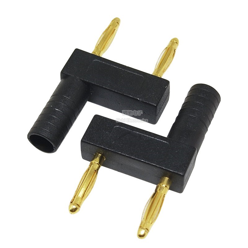 2mm纯铜镀金香蕉插头 短路转接头 双联/双排一母分二公 间距12MM