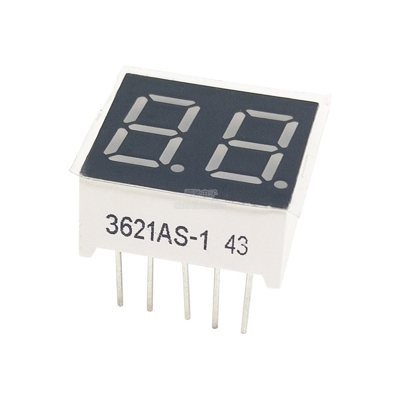 0.36英寸共阴/共阳2位 红色/黄绿数码管 3621AS 3621BS 3261BS