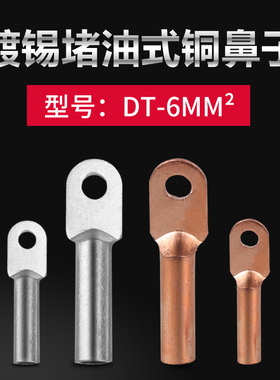 国标DT-6mm平方铜鼻子接线鼻铜接线端子铜电缆堵油铜接头紫铜