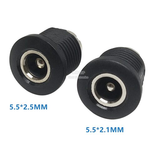 DC022D 5.5x2.1/2.5mm DC电源插座直流母座充电座圆孔带螺纹螺母