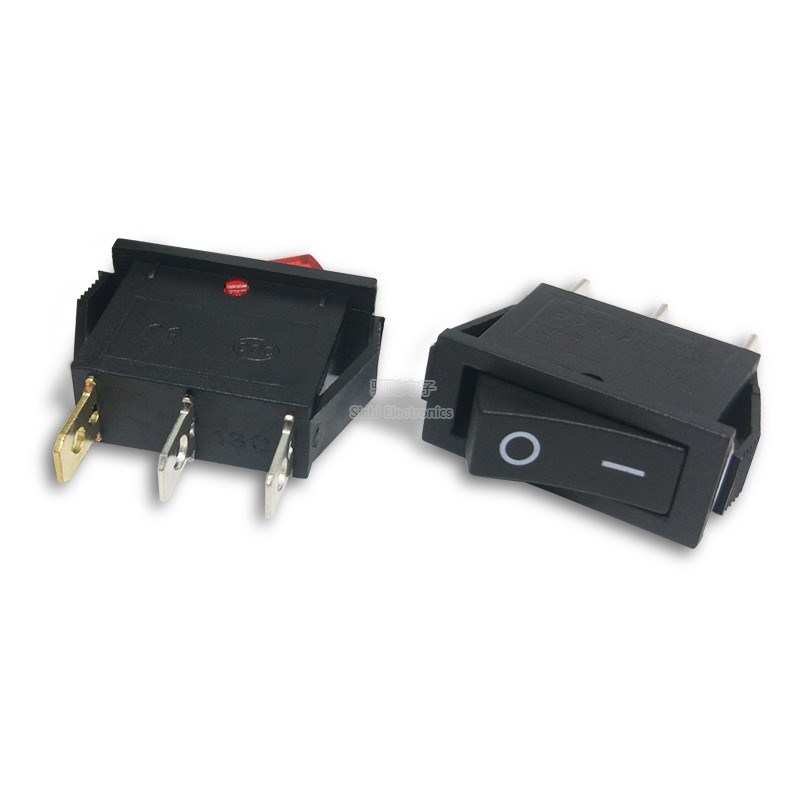 KCD3-102N/KCD8-211N 3脚2档带灯电源船型开关翘板单刀单掷红绿灯