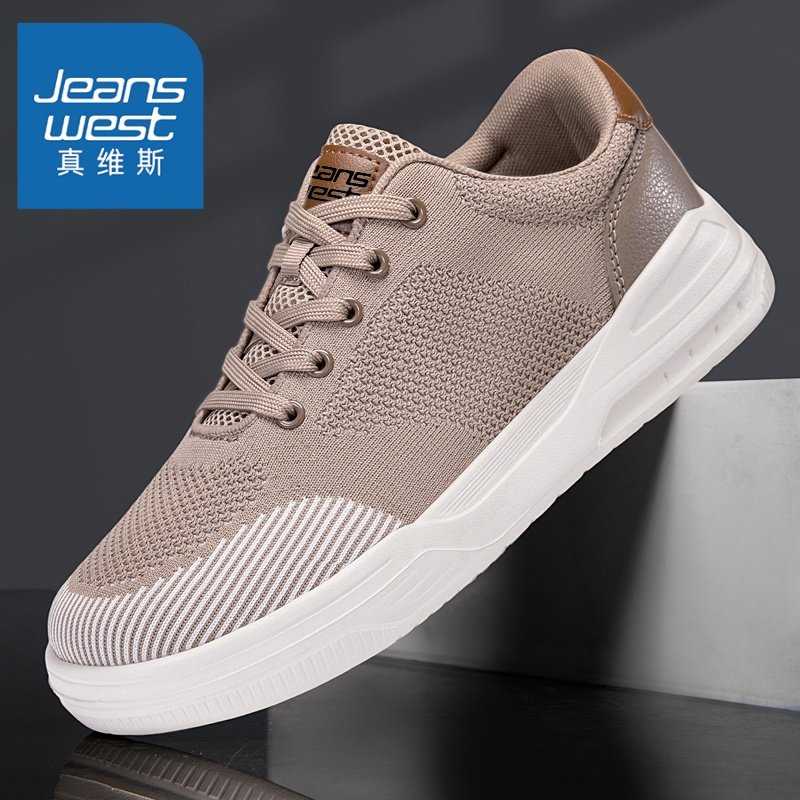 真维斯男鞋春季网面透气薄款一脚蹬布鞋男士轻便软底运动休闲板鞋