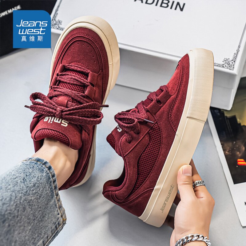 真维斯板鞋男款2026新款春季透气网面运动休闲鞋男士百搭平底鞋子