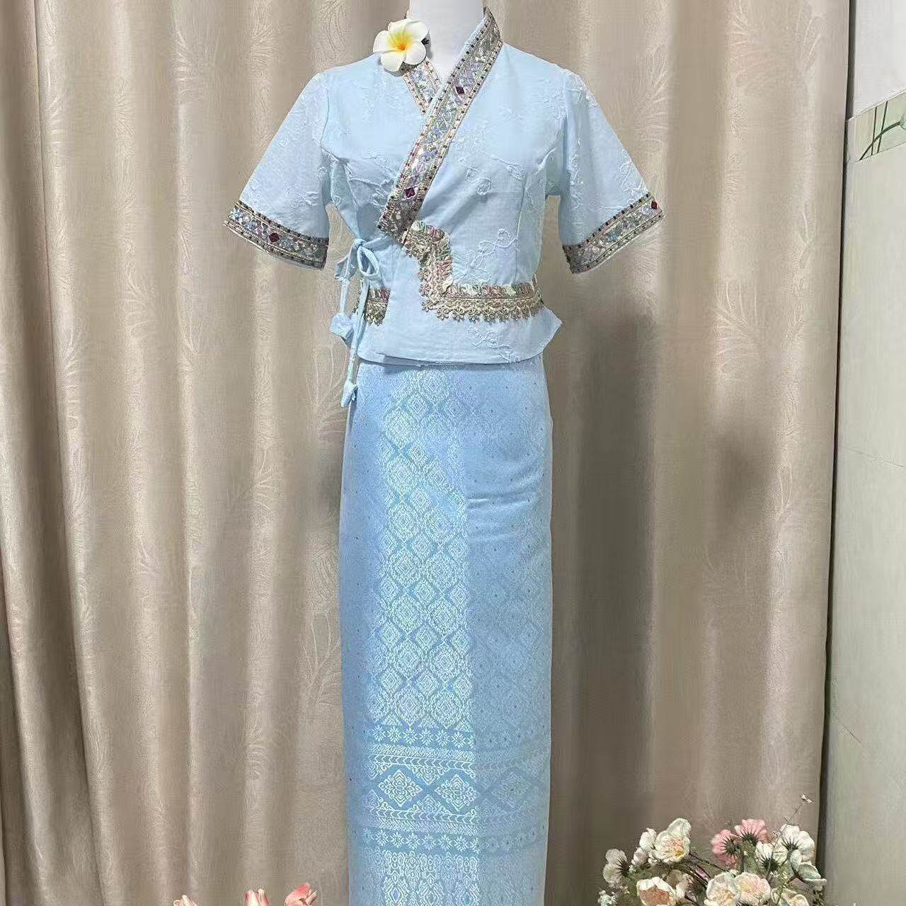 云南新款傣族服装女套装日常工作服上衣泰式拍照打卡影楼夏季旅游