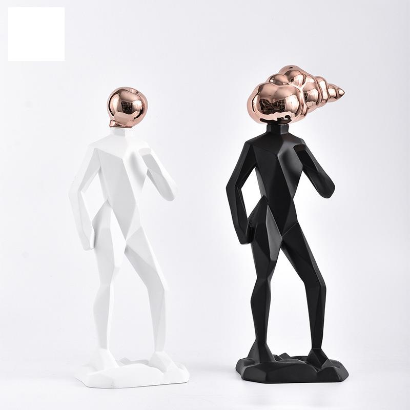 北欧现代创意黑白抽象人物雕塑客厅装饰摆件样板间售楼处软装摆设