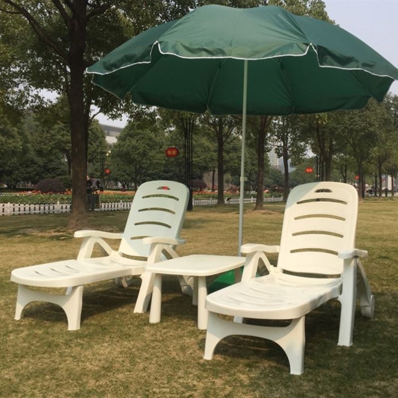 远茂户外沙滩椅折叠躺椅子午睡塑料躺床游泳池休闲塑胶室外靠背椅