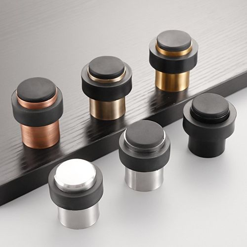 免打孔橡胶防撞门挡 不锈钢圆形门阻 安全家用门挡地装式圆柱门碰