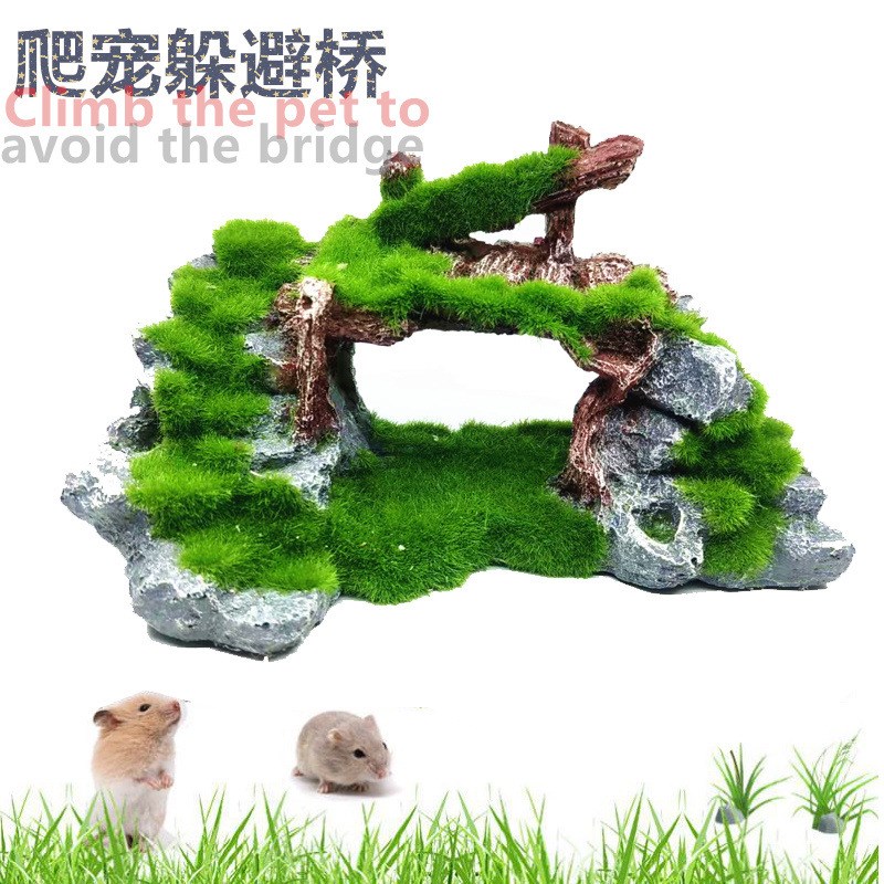 厂家鱼缸树脂苔藓桥鱼玩洞穴装饰鱼缸水族馆装饰乌龟缸造景假山石
