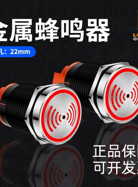 蓝波22FM金属蜂鸣器红色间歇闪光高分贝断续声光报警器12VAC220V