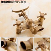 花洒木桶单把混水阀龙头 欧式 全铜仿古浴缸水龙头花洒套装 电话筒