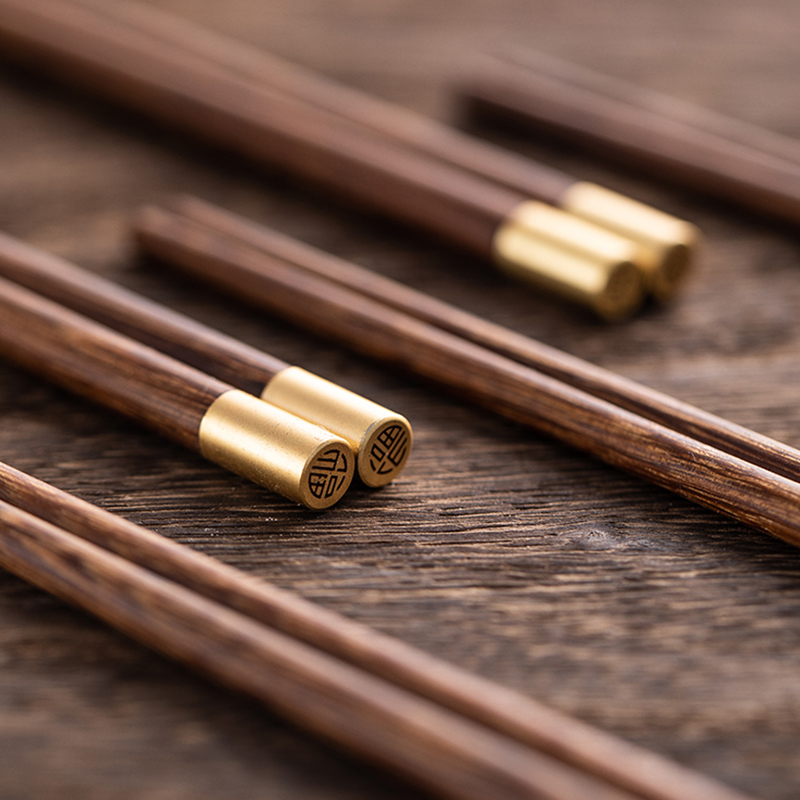 朵颐创意鸡翅木儿童筷子家用无漆无蜡高档筷子耐高温实木筷子