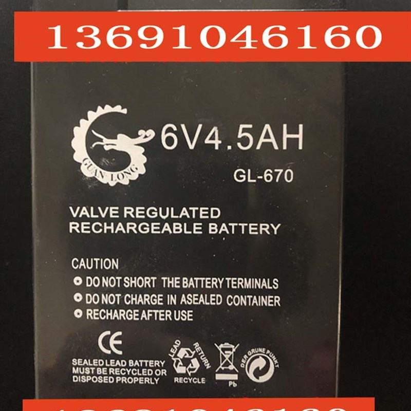 GUANLONG蓄电池 6V4.5AH GL-670 电子称 台秤 计价秤用电瓶
