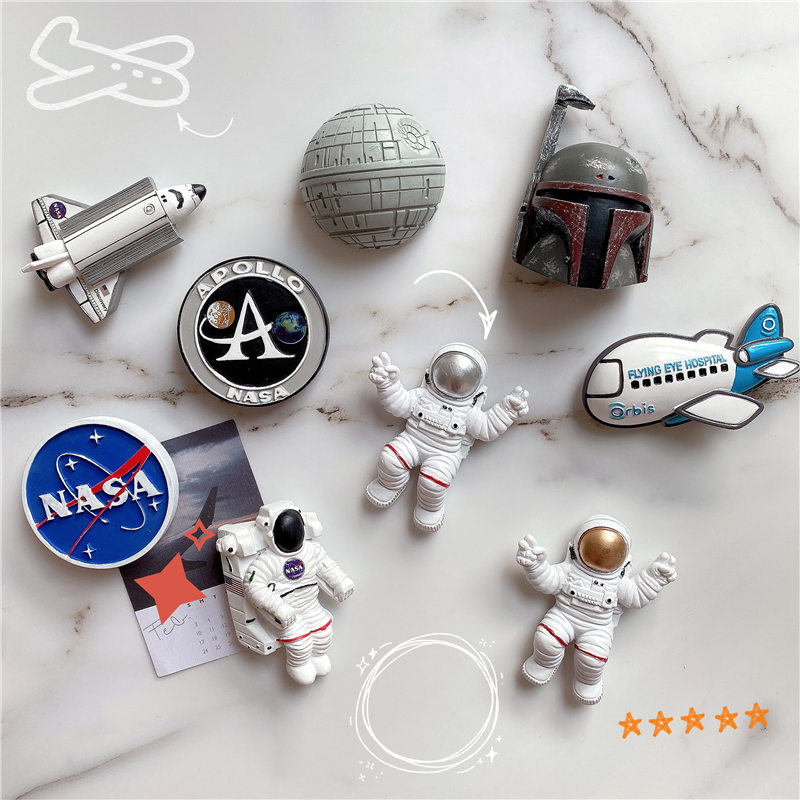 NASA宇宙空间站宇航员冰箱贴 星球地球航天飞机太空人立体磁力贴