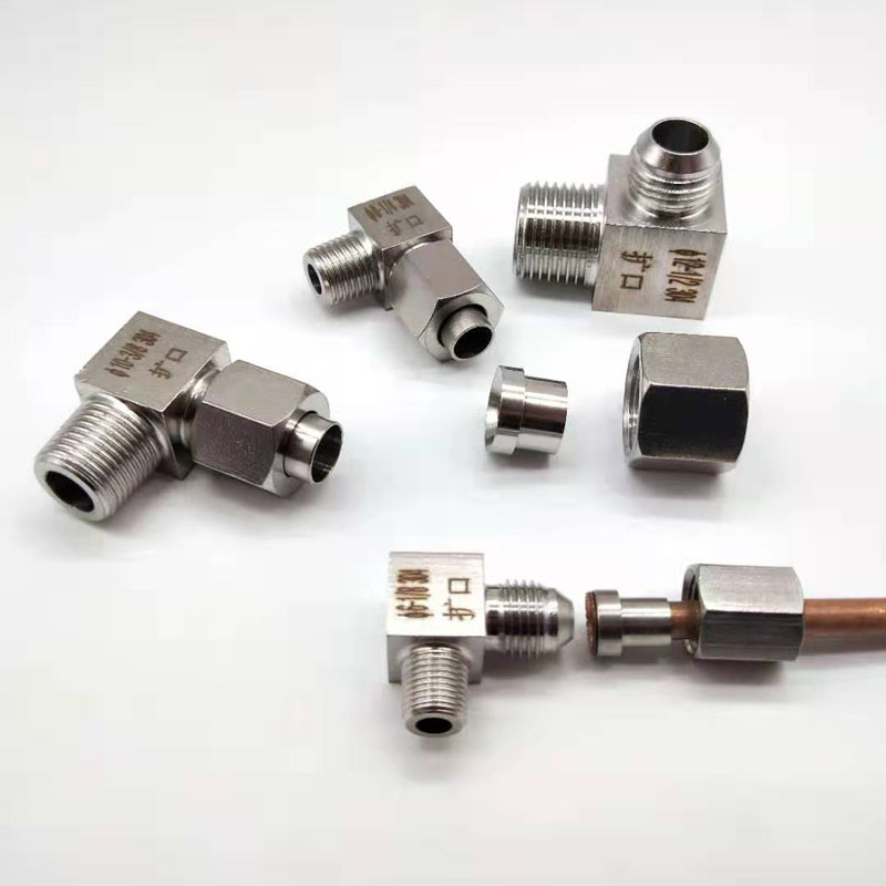 304不锈钢直角弯头 扩口式外丝直通弯头终端铜管接头1分2分3分4分