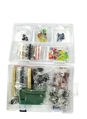 1900pcs电子元件包电容器电阻器二极管LEDDC插孔PCB套件