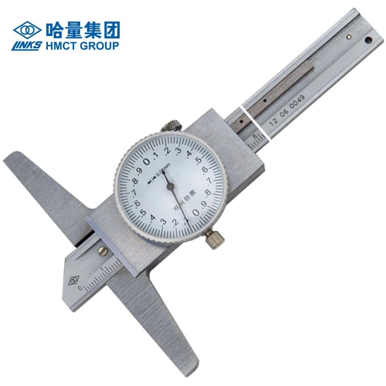 正品哈量带表深度尺0-200mm0-300mm双向防震款带表深度游标卡尺