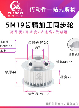 精加工带台同步轮5M19齿 BF型皮带轮带轮 齿外径29.09 槽宽27
