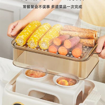 TER多功能电蒸锅家用大容量多层可预约定时透明蒸菜神器一体煮锅