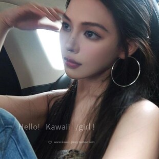 y2k千禧辣妹甜酷银色夸张素圈耳环超大耳圈女简约轻奢高级感耳饰