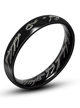 黑色打标魔戒指环王钛钢戒指尾戒男女戒4mm尚美小素圈戒指