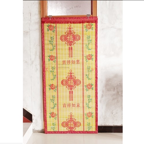 网纱印花竹门帘挂帘竹帘子家用卧室通风透气加密精编头层竹皮帘子