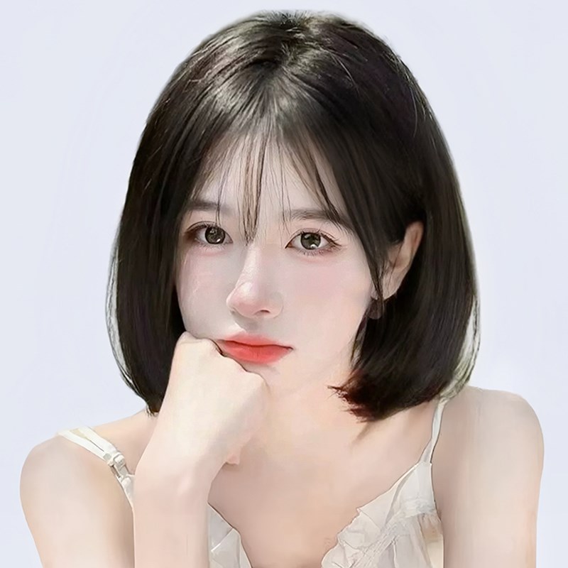假发女短发网红漫画刘海一刀切自然短直发全头套式波波头全头套式