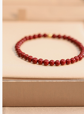 饰悟银饰金珠朱砂手串手链手饰品本命年红色新年珠子手链女款朱砂