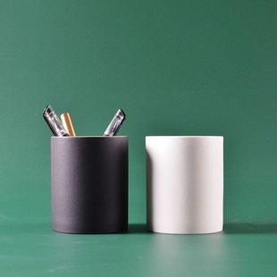 笔筒创意文具时尚圆形陶瓷精品笔筒化妆笔筒圆珠笔铅笔多功能办公