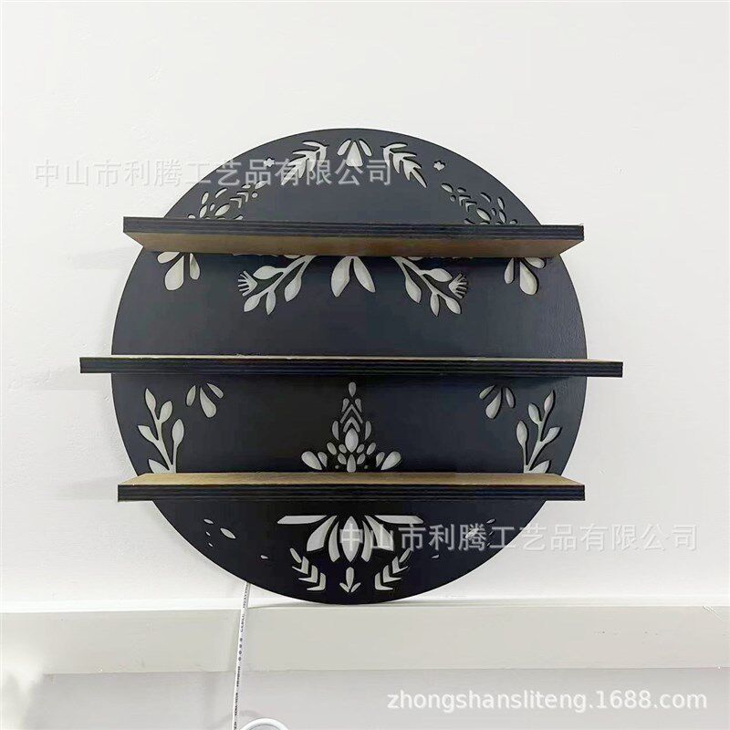 跨境Luna Moth Lamp Crystal Shelf木质月神蛾灯水晶架客厅置物架