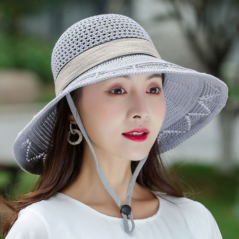 可水洗折叠帽子夏天女士遮阳韩版防晒太阳帽大檐沙滩凉帽盆针织帽