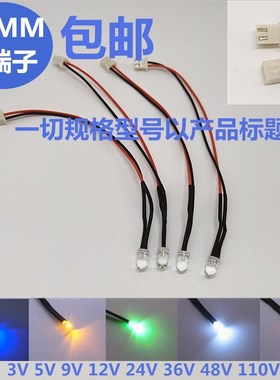 10MM带线端子LED发光管3V5V12V24V设备改装指示灯F10带PH2.0插头