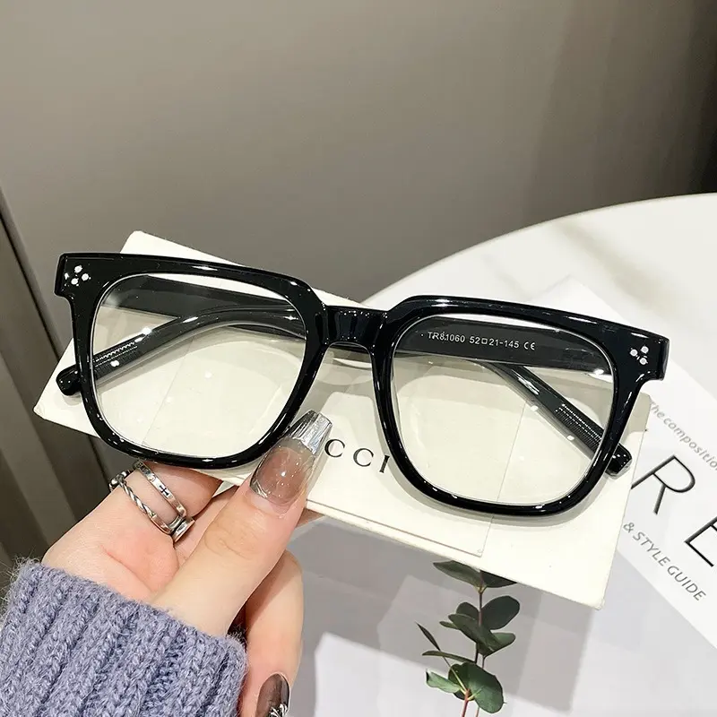 韩系透咖大框眼镜女可配近视有度数镜片素颜显瘦平光镜tr90眼镜框