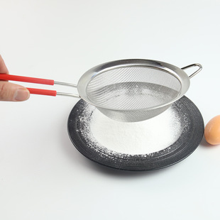 加深手持硅胶手柄不锈钢面粉筛网30目细网筛糖粉漏勺油格工具