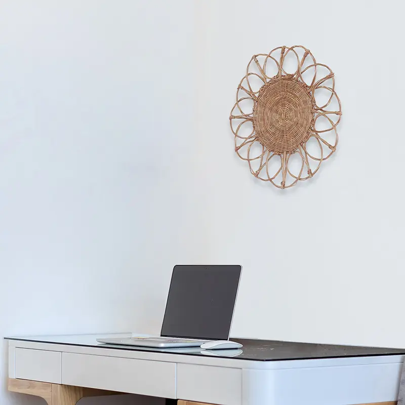 藤编花边墙壁挂饰家用客厅壁挂装饰品植物编织工艺挂件摆饰