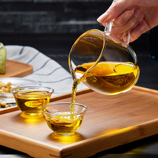 一体家用过滤茶具配件茶海茶滤分茶器 玻璃公道杯加厚耐热带漏套装