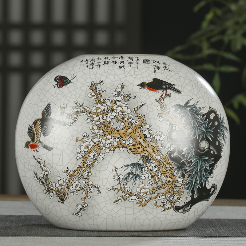 景德镇陶瓷花瓶摆件客厅插花仿古官窑花器中式家居装饰品瓷器瓶子