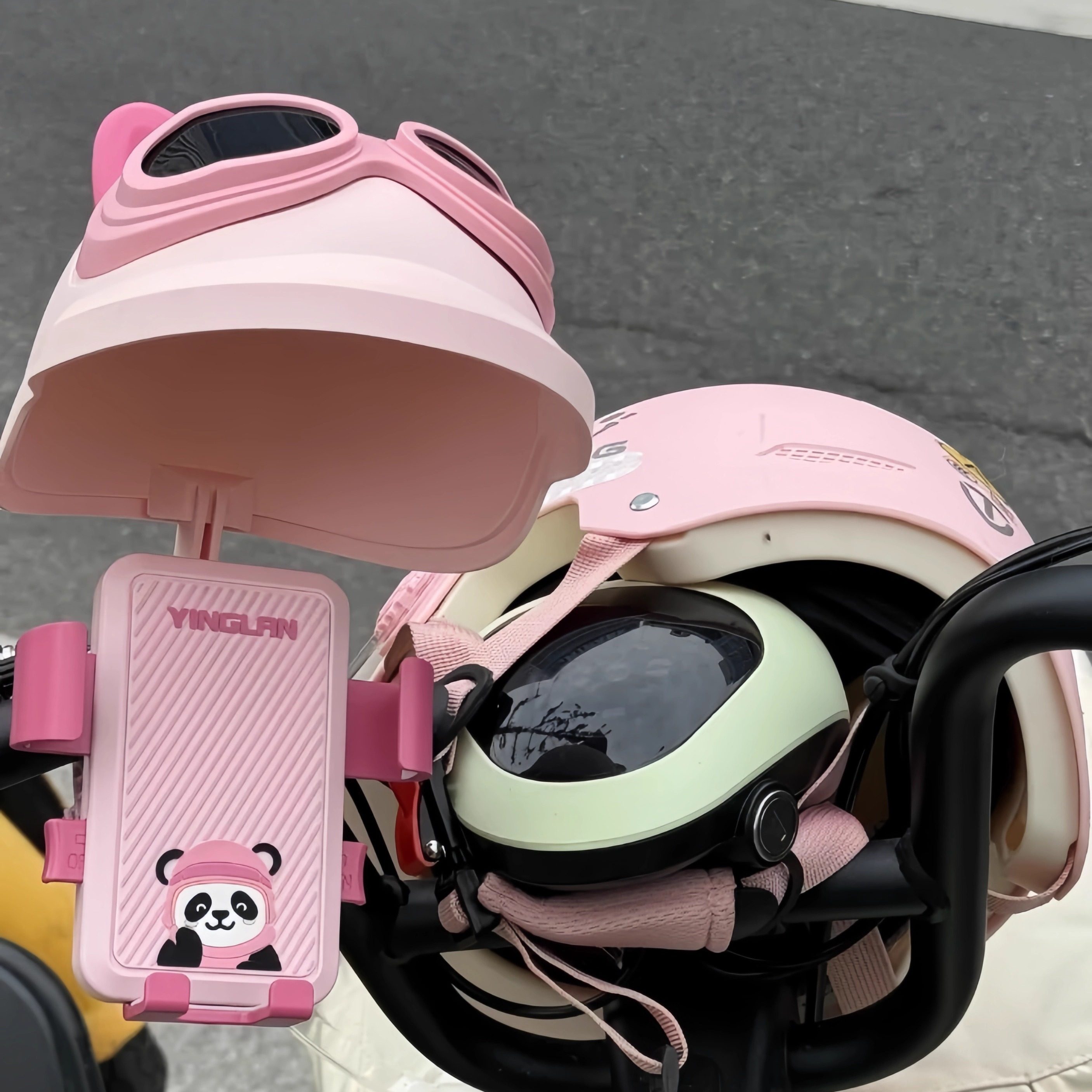 高颜值防雨遮阳小头盔手机固定架电动车摩托车导航支架防震防脱落