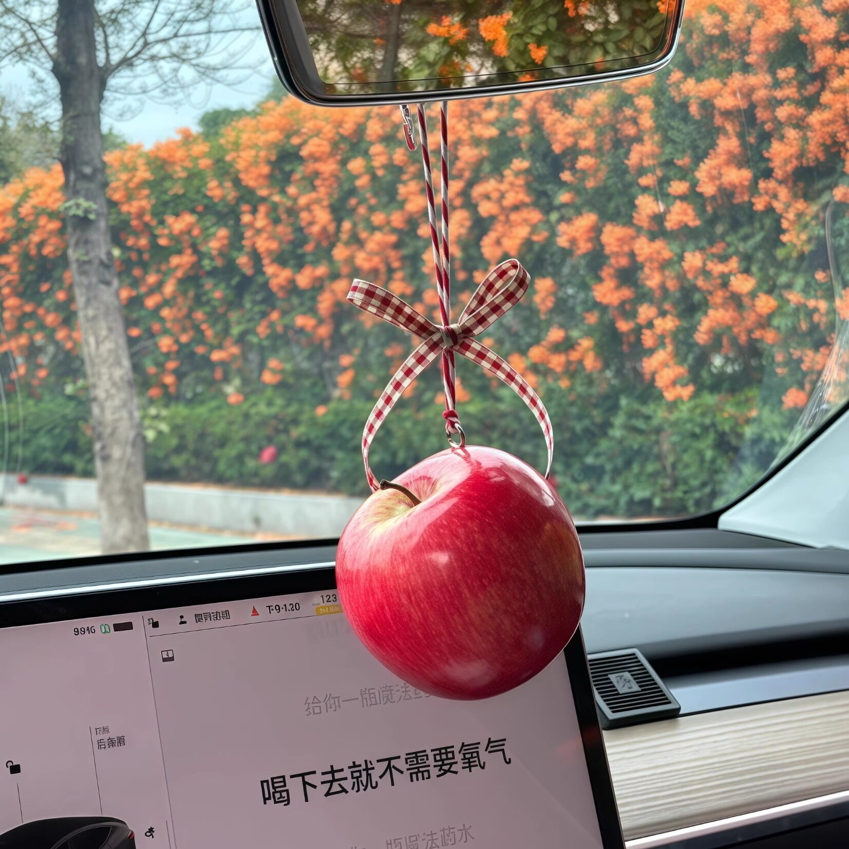 苹果车挂件太可爱啦！