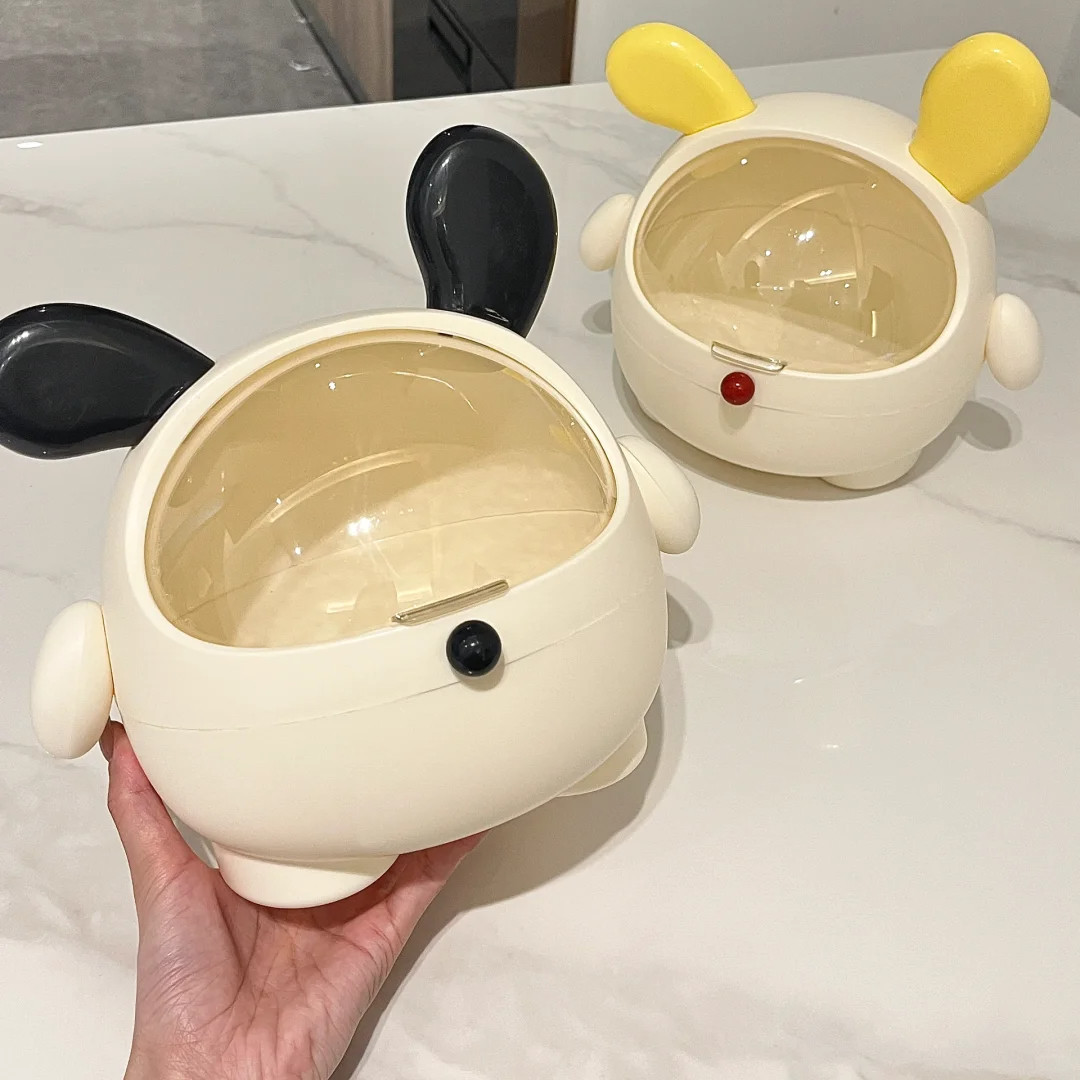 桌面垃圾桶高颜值宿舍办公室家用带盖大容量收纳桶创意可爱墩墩狗