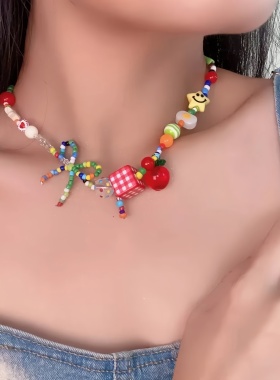 苹果乐园多巴胺彩色星星串珠项链