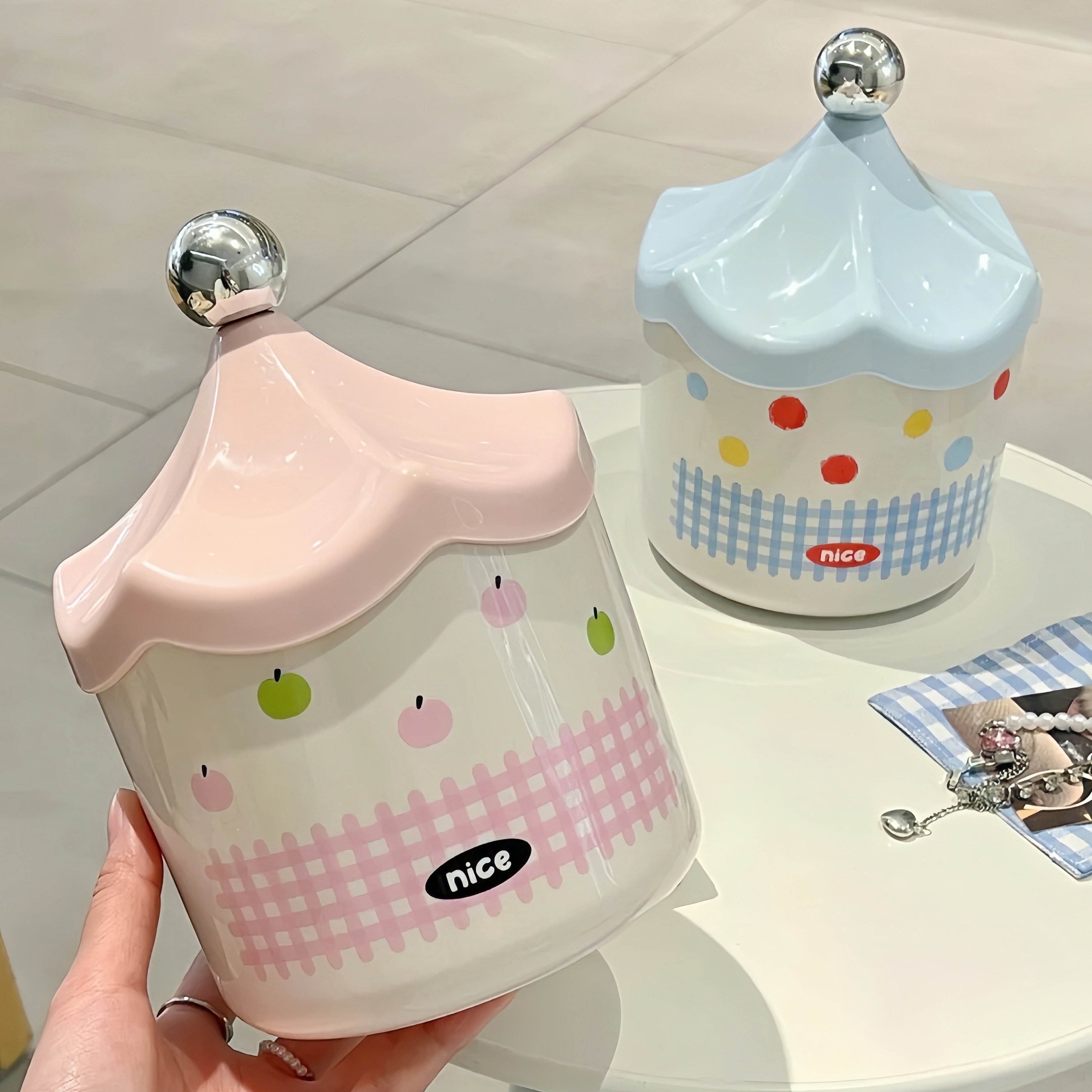 ins风创意小帐篷垃圾桶客厅卡通带盖防臭垃圾桶儿童房可爱收纳桶